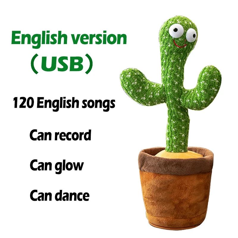 Dancing Cactus Toy Repeat Talking USB Charging