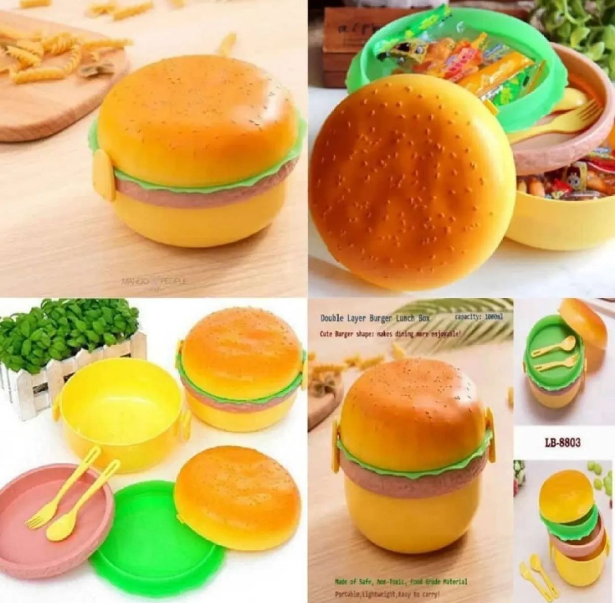Kids Lunch Box/Tiffin Box For School,Burger Shaped.
