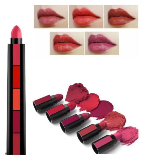 5 In 1 Matte Lipstick,Long Lasting Creamy matte Lipsticks